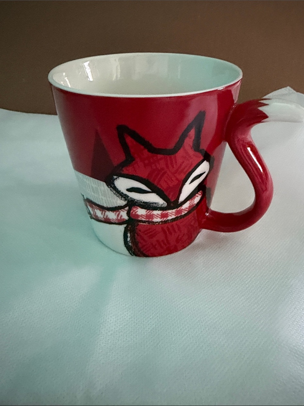 Starbucks winter holiday Red Fox scarf tail Mug 2016